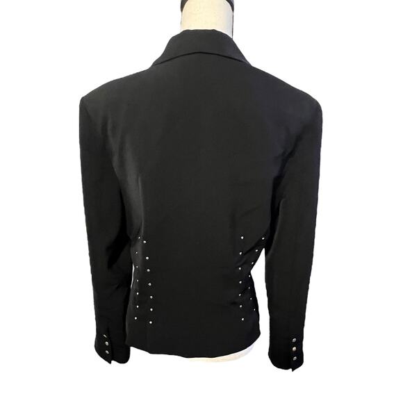 NANCY BOLEN CITY GIRL Blazer Jacket Size 14 Black Metal Buttons and Accents - Picture 4 of 5